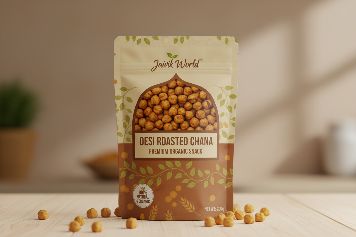 Desi Roasted Chana product of jaivik world packed