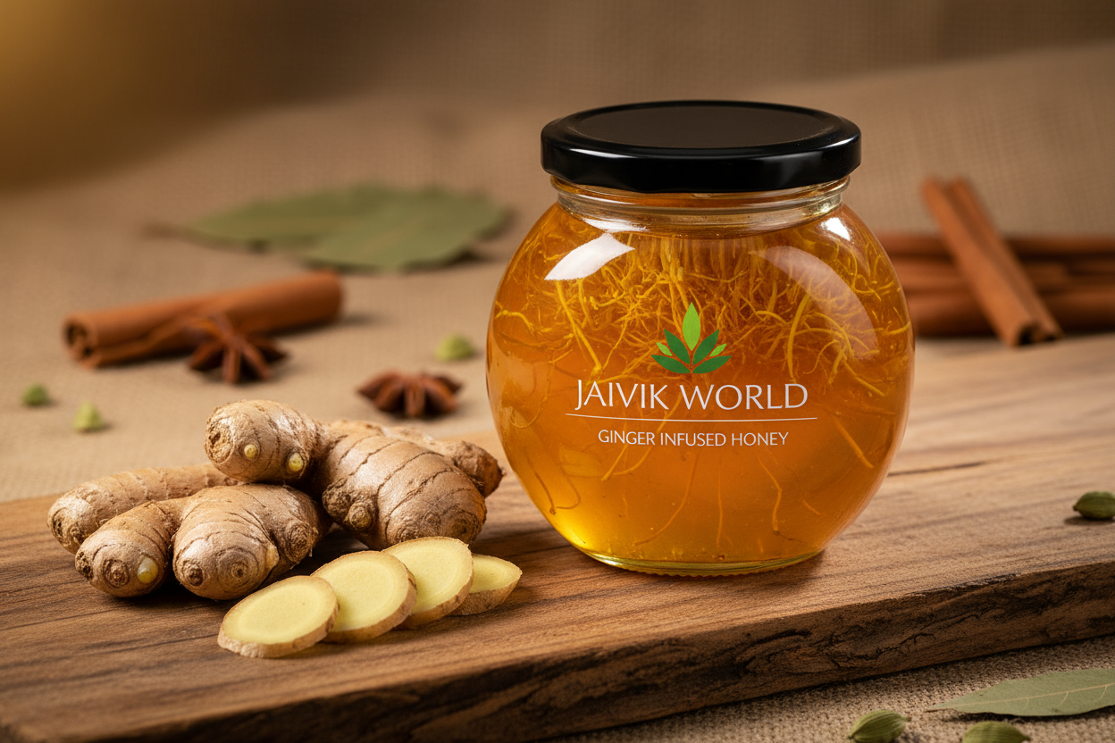 ginger  flavour of honey of jaivik world
