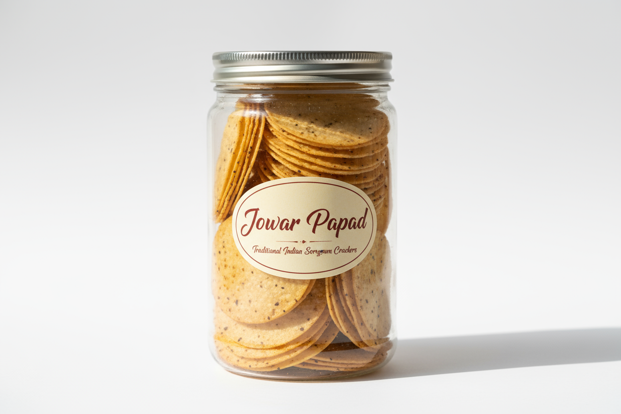jowar papad in jar with name