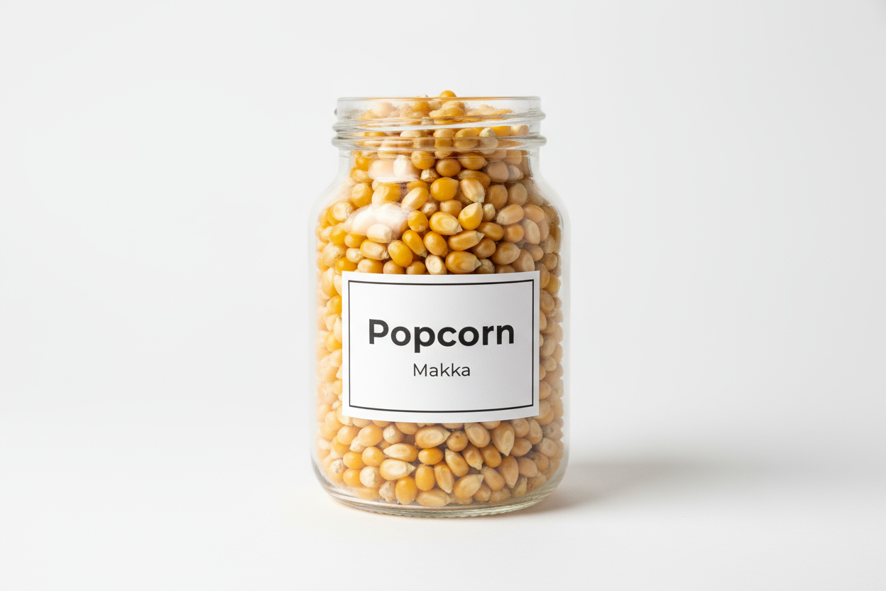 popcorn makka in jar with name
