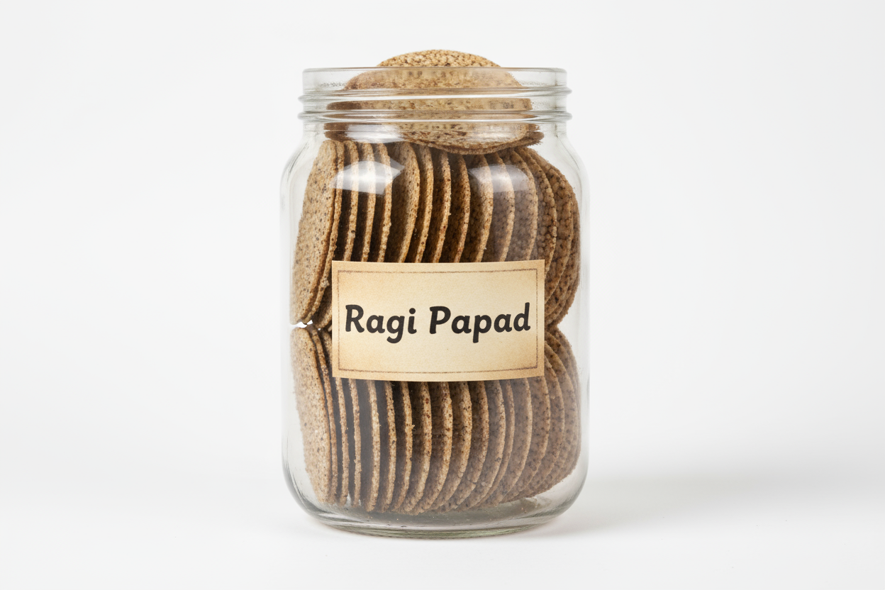 ragi papad in jar with name on it
