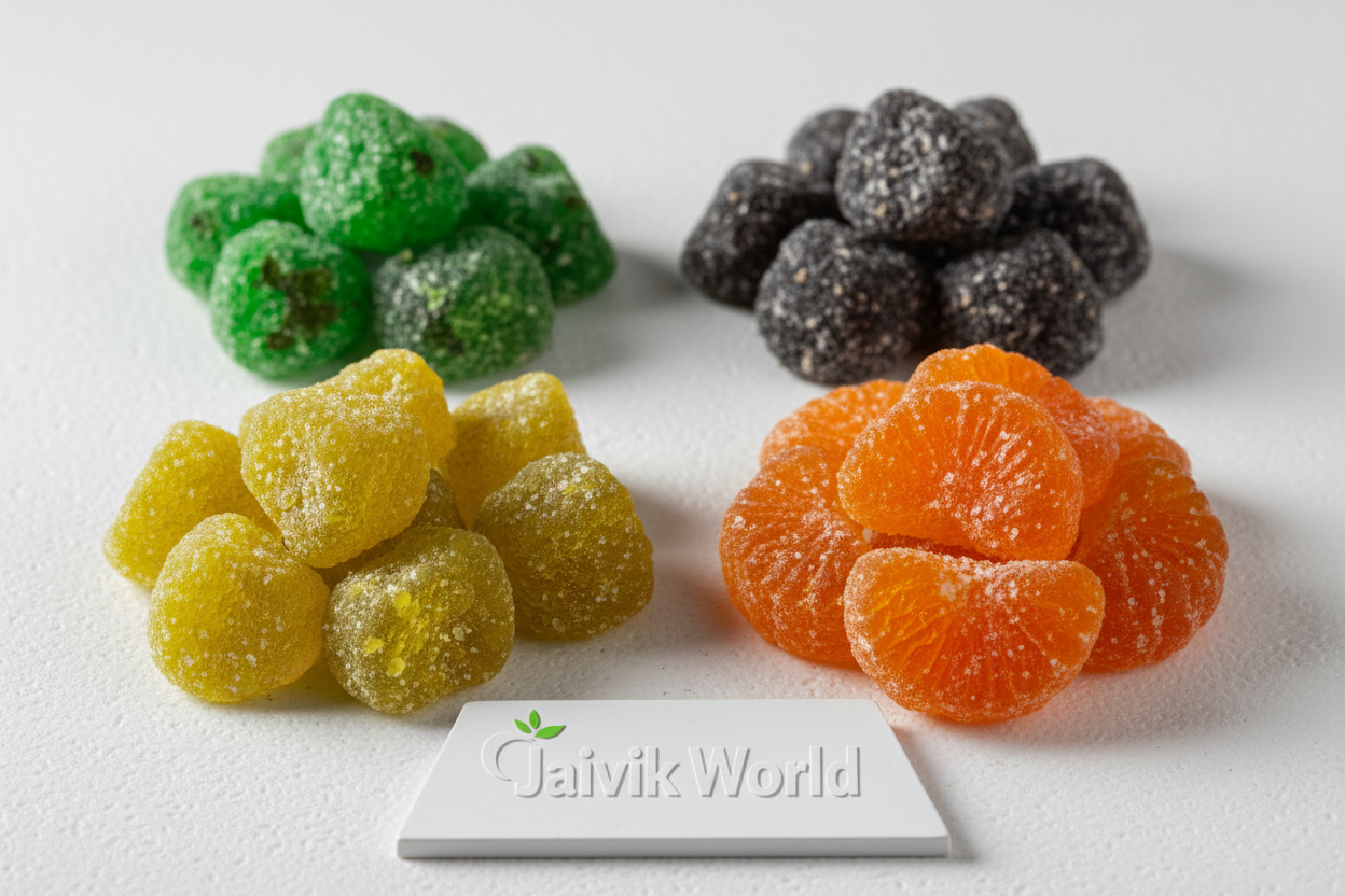 SUGAR CANDIES (PAAN, 
KALI MIRCHI, KACHHI KERI, 
SANTRA by jaivik world product