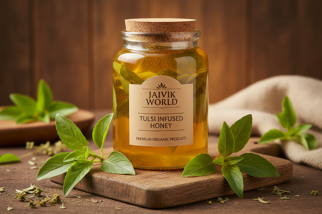 tulsi  flavour of honey of jaivik world